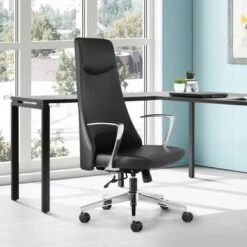 High Back Office Chair With Antimicrobial Fabric - Black
