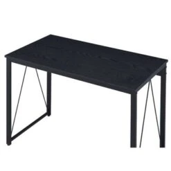 Wooden Top Writing Desk With Metal Frame - Black -Felloweis Store 23ebbadf 9013 4845 a14c d2c83c7b7862