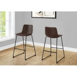 Office Chair/ Bar Height/ Standing/ Computer Desk/ Work/ Pu Leather Look/ Metal/ Brown/ Black/ Contemporary/ Modern