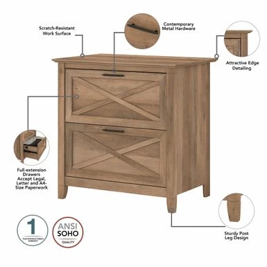 Key West 2 Drawer Lateral File Cabinet By Bush Furniture - Dark Gray Hickory 18 Key West 2 Drawer Lateral File Cabinet By Bush Furniture - Dark Gray Hickory - Image 18
