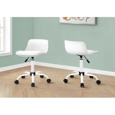 Office Chair/ Adjustable Height/ Swivel/ Ergonomic/ Computer Desk/ Work/ Juvenile/ Metal/ Pu Leather Look/ White/ Contemporary/ Modern 1 Office Chair/ Adjustable Height/ Swivel/ Ergonomic/ Computer Desk/ Work/ Juvenile/ Metal/ Pu Leather Look/ White/ Contemporary/ Modern