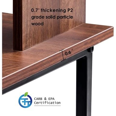 Mcombo L-Shaped Desk Computer Gaming Corner Desk With Large Monitor Stand, Office Writing Workstation With Movable Shelf - Ebony 9 Mcombo L-Shaped Desk Computer Gaming Corner Desk With Large Monitor Stand, Office Writing Workstation With Movable Shelf - Ebony - Image 9