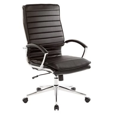 High Back Professional Managers Faux Leather Chair With Chrome Base And Removable Sleeves - Brown/Silver 6 High Back Professional Managers Faux Leather Chair With Chrome Base And Removable Sleeves - Brown/Silver - Image 6