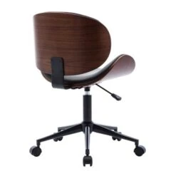 Bent Wood Adjustable Office Chair , Mix Color PU Leather Upholstery And Black Foot - Black -Felloweis Store 2c30635e 7af5 42b6 a062 47342d1ed9f1