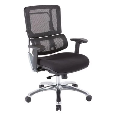 Vertical Black Mesh Back Managers Chair With Fabric Seat In Coal Black - Black 2 Vertical Black Mesh Back Managers Chair With Fabric Seat In Coal Black - Black - Image 2