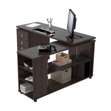 Inval L-shaped Computer Workstation Desk - Espresso 6 Inval L-shaped Computer Workstation Desk - Espresso - Image 6