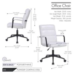 Porthos Home Pei Office Chair, Tufted PU Leather, Steel Swivel Base - White -Felloweis Store 2cf4d432 8650 4188 9a3b bef8d35668d5
