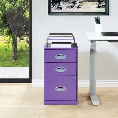 Metal File Cabinet - Purple 3 Drawers 1 Metal File Cabinet - Purple 3 Drawers
