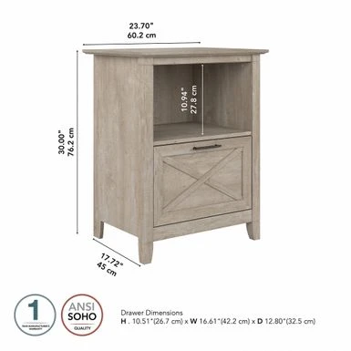 Key West Lateral File Cabinet With Shelf By Bush Furniture - Washed Gray 11 Key West Lateral File Cabinet With Shelf By Bush Furniture - Washed Gray - Image 11