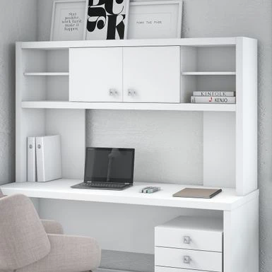 Echo 60W Hutch From Office By Kathy Ireland - Pure White/Modern Gray 2 Echo 60W Hutch From Office By Kathy Ireland - Pure White/Modern Gray - Image 2