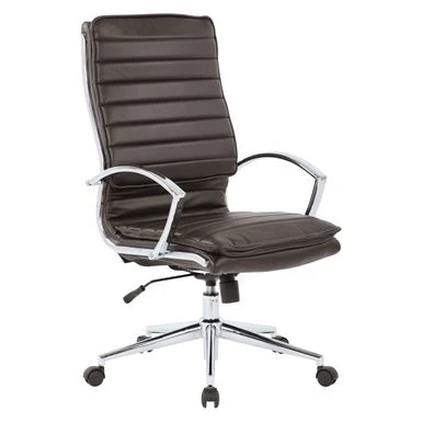High Back Professional Managers Faux Leather Chair With Chrome Base And Removable Sleeves - Brown/Silver 9 High Back Professional Managers Faux Leather Chair With Chrome Base And Removable Sleeves - Brown/Silver - Image 9