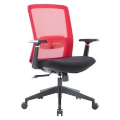 LeisureMod Ingram Modern Office Task Chair With Adjustable Armrests - Red