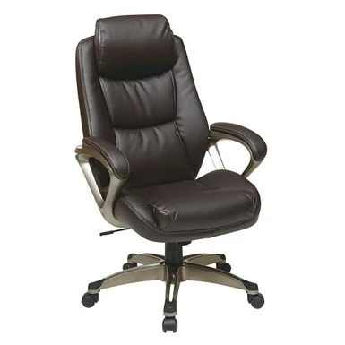 Office Star Executive Eco Leather Chair With Padded Arms And Headrest - Cocoa/Espresso 1 Office Star Executive Eco Leather Chair With Padded Arms And Headrest - Cocoa/Espresso