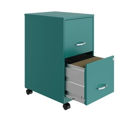Space Solutions 18" 2 Drawer Mobile Smart Vertical File Cabinet, Teal - Purple - Letter 2 Space Solutions 18" 2 Drawer Mobile Smart Vertical File Cabinet, Teal - Purple - Letter - Image 2
