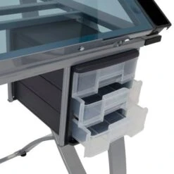 Studio Designs Futura Advanced Silver Metal Drafting Table With Glass Tabletop - Silver -Felloweis Store 3258d0cb 635f 4493 a648 4e492bc98924