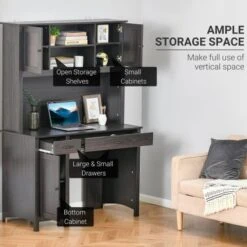 HOMCOM Computer Desk With Cable Management Home Office Workstation With Storage Shelves Drawers Cabinets - Coffee 26 HOMCOM Computer Desk With Cable Management Home Office Workstation With Storage Shelves Drawers Cabinets - Coffee -Felloweis Store 32e1b3fb c3f0 40bf a046 b71bb21fb1ee