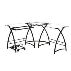 Computer Desk- L Shape With Keyboard Tray - Silver -Felloweis Store 335b5424 4e51 4477 98eb 993fb7fb3b99