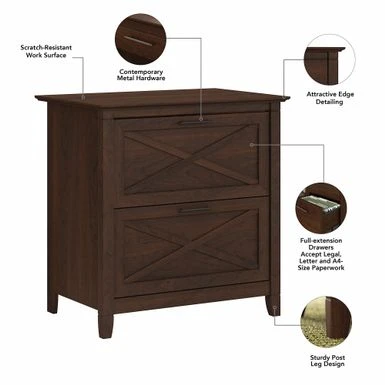 Key West 2 Drawer Lateral File Cabinet By Bush Furniture - Dark Gray Hickory 7 Key West 2 Drawer Lateral File Cabinet By Bush Furniture - Dark Gray Hickory - Image 7