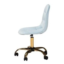 Baxton Studio Kabira Contemporary Glam And Luxe Velvet Fabric And Gold Metal Swivel Office Chair - Aqua, Gold -Felloweis Store 3429e467 ae7c 4ff4 b48e 31af58a561e5
