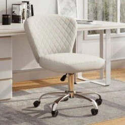 Corvus Velvet Armless Adjustable Swivel Home Office Chair - Grey -Felloweis Store 34f140e3 d8c8 4cfa 855f 6b60e7e42f8c