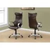 Office Chair/ Adjustable Height/ Swivel/ Ergonomic/ Armrests/ Computer Desk/ Work/ Metal/ Pu Leather Look/ Brown/ Grey/ Contemporary/ Modern
