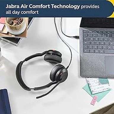 Jabra Evolve2 50 Wired Stereo Headset AirComfort Technology, Noise-Cancelling Mics & Active Noise Cancellation - Works With All Leading UC Platforms Such As Zoom & Google Meet - Black 2 Jabra Evolve2 50 Wired Stereo Headset AirComfort Technology, Noise-Cancelling Mics & Active Noise Cancellation - Works With All Leading UC Platforms Such As Zoom & Google Meet - Black - Image 2
