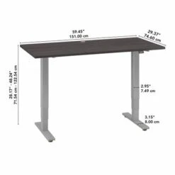 Somerset 60W Electric Height Adjustable Desk By Bush Furniture - Mocha Cherry/Cool Gray Metallic -Felloweis Store 36c679fa 792d 4ac4 8f46 fe771c13aee8