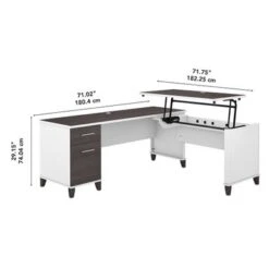 Bush Somerset 72W 3 Position Sit To Stand L Shaped Desk In Ash Gray - White -Felloweis Store 36cdc5dd bdb2 4d96 837e 6cf758727ad3