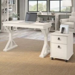 Homestead 48W Writing Desk By Bush Furniture - Driftwood Gray -Felloweis Store 36d4c411 f640 4038 8fcc 7898b4d18496