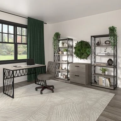 City Park 2 Drawer Lateral File Cabinet By Kathy Ireland Home - Dark Gray Hickory 4 City Park 2 Drawer Lateral File Cabinet By Kathy Ireland Home - Dark Gray Hickory - Image 4