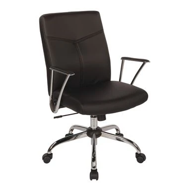 Faux Leather Office Chair With Chrome Base And Built-In Lumbar Support - White 3 Faux Leather Office Chair With Chrome Base And Built-In Lumbar Support - White - Image 3