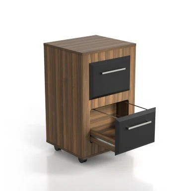 DH BASIC Urban Two-Drawer Mobile File Cabinet With Iron Bar Pulls By Denhour - Light Walnut 8 DH BASIC Urban Two-Drawer Mobile File Cabinet With Iron Bar Pulls By Denhour - Light Walnut - Image 8