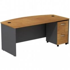 Series C 72W Bow Front Desk With Drawers By Bush Business Furniture - Mahogany -Felloweis Store 38e4eade 2e23 4e62 a824 7eef29849dce