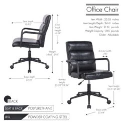 Porthos Home Pei Office Chair, Tufted PU Leather, Steel Swivel Base - White -Felloweis Store 39e8ca50 90d0 44ea bb99 c1520bde24db