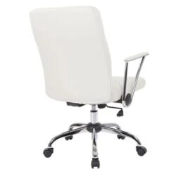Faux Leather Office Chair With Chrome Base And Built-In Lumbar Support - White 37 Faux Leather Office Chair With Chrome Base And Built-In Lumbar Support - White -Felloweis Store 39f73670 6875 4d95 b0db 3da5d14d050d