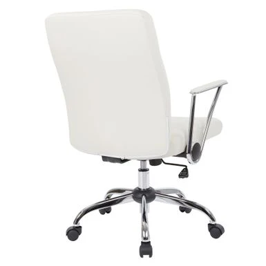 Faux Leather Office Chair With Chrome Base And Built-In Lumbar Support - White 18 Faux Leather Office Chair With Chrome Base And Built-In Lumbar Support - White - Image 18