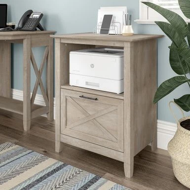 Key West Lateral File Cabinet With Shelf By Bush Furniture - Washed Gray 1 Key West Lateral File Cabinet With Shelf By Bush Furniture - Washed Gray