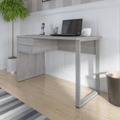 Bestar Solay 48W Small Table Desk With U-Shaped Metal Leg - Platinum Gray -Felloweis Store 3a9b0310 b731 4704 97d7 f7104b0477f1