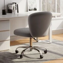 Corvus Velvet Armless Adjustable Swivel Home Office Chair - Grey -Felloweis Store 3bc9c91e 20ef 4dbc b396 ae2efcd1f609