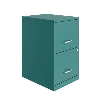 Space Solutions 18in. 2 Drawer Metal File Cabinet, Teal - Silver - Letter 2 Space Solutions 18in. 2 Drawer Metal File Cabinet, Teal - Silver - Letter - Image 2