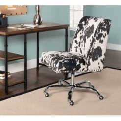 Delafield Office Chair Black And White Cow Print