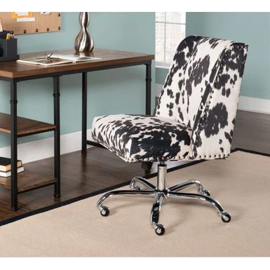 Delafield Office Chair Black And White Cow Print 1 Delafield Office Chair Black And White Cow Print