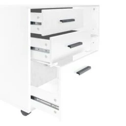 Parker Rolling Office Cabinet With Drawers, Lateral Desk Cabinet Organizers, Racks & Shelves, Office Drawer Unit - White -Felloweis Store 3efdf071 f033 4ac9 a303 3c89f88c0266