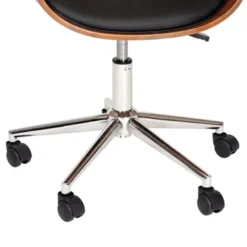 Julian Modern Office Chair In Chrome Finish With Black Faux Leather And Walnut Veneer Back 6 Julian Modern Office Chair In Chrome Finish With Black Faux Leather And Walnut Veneer Back -Felloweis Store 3f03e30a 3737 49c3 8ece a2c09dd9e2d5