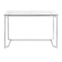Silver Orchid Tower Master Office Desk - Mirrored Chrome/Clear Glass