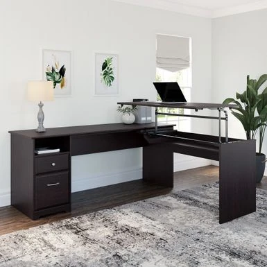 72W 3-position L-shaped Sit To Stand Desk By Bush Furniture - Modern Gray 2 72W 3-position L-shaped Sit To Stand Desk By Bush Furniture - Modern Gray - Image 2