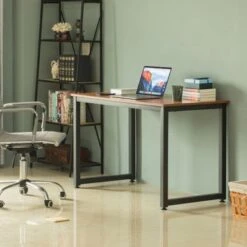 Wooden Writing Desk Homes Office Table With Sturdy Metal Frame, Cherry - Cherry 9 Wooden Writing Desk Homes Office Table With Sturdy Metal Frame, Cherry - Cherry -Felloweis Store 412a96f8 4cf5 4ec0 96af 6d280aa103c9