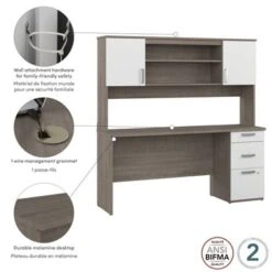 Ridgeley 65W Computer Desk With Hutch By Bestar - Medium Gray Maple -Felloweis Store 41b4f816 5dff 4b1a 9557 2a6718f3ec31
