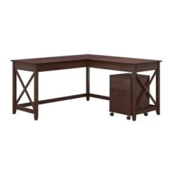 Key West 60W L Shaped Desk With Mobile File Cabinet By Bush Furniture - Washed Gray -Felloweis Store 421df27f ed2f 45de ac05 26184b8e1f9f