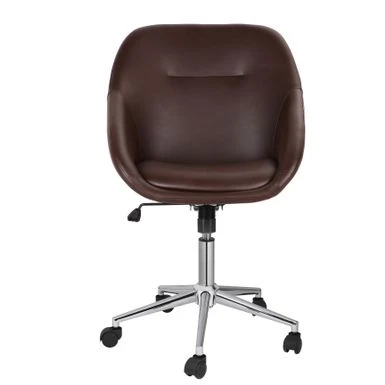Porthos Home Hayes Swivel Office Chair, Chrome Base, PU Leather - Brown 9 Porthos Home Hayes Swivel Office Chair, Chrome Base, PU Leather - Brown - Image 9